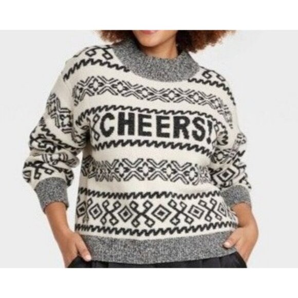 a new day Sweaters - A New Day CHEERS Fuzzy Cashmere Like Sweater XL NWT Soft Cozy Gift Ready